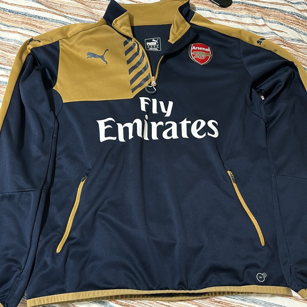 Arsenal FC 1/4 zip Puma navy gold training Track Jacket women’s L